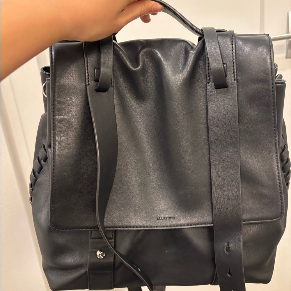 All Saints Black Leather Bag